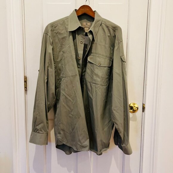 Vintage Beretta Sport Shooting Hunting Safari Button Down Khaki Tan Shirt Men's - Picture 1 of 16